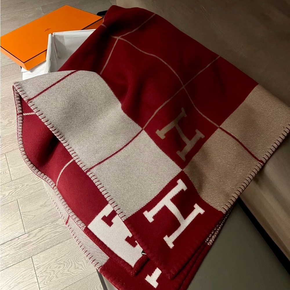 Hermes Red Wool Blanket